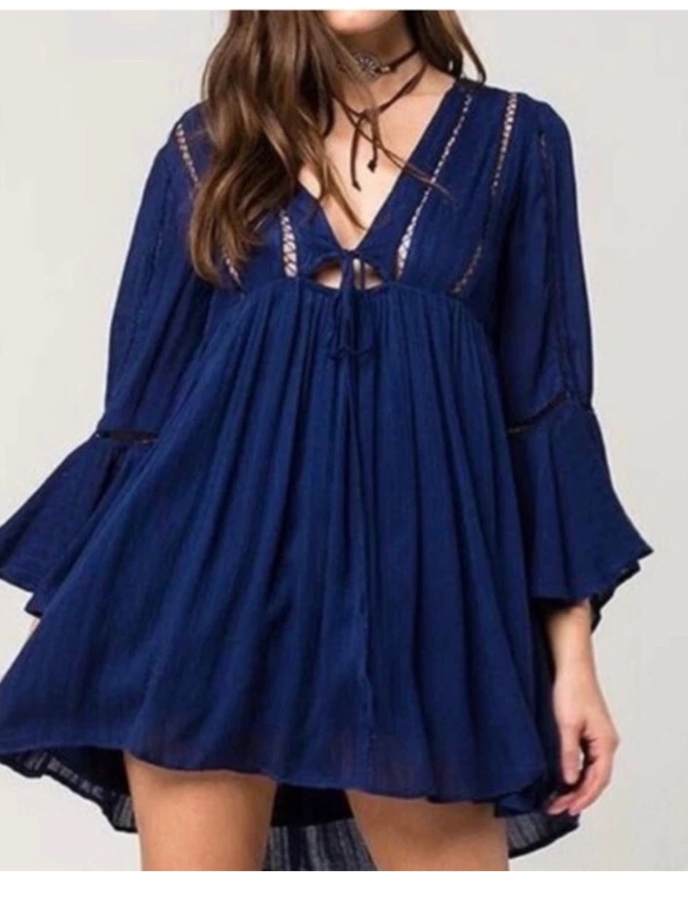 Free People Romeo mini dress Free People Dress Womens small blue  Fairy Crochet